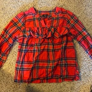 J crew red plaid top